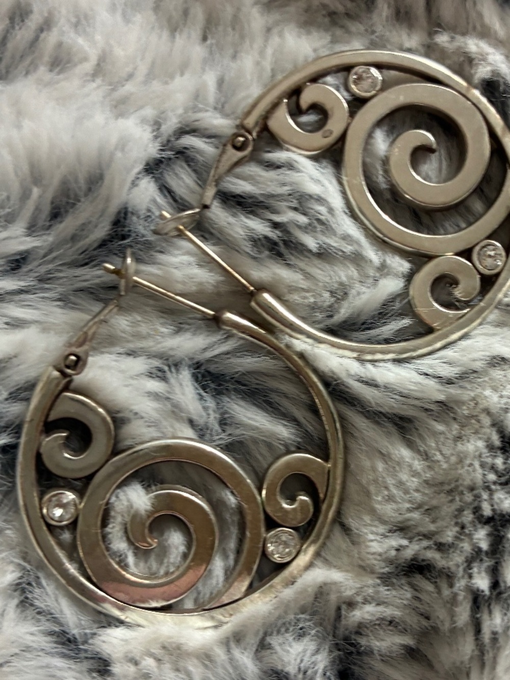 Retired - Brighton French Clip 1.25" Round Swirl Earrings with Rhinestones